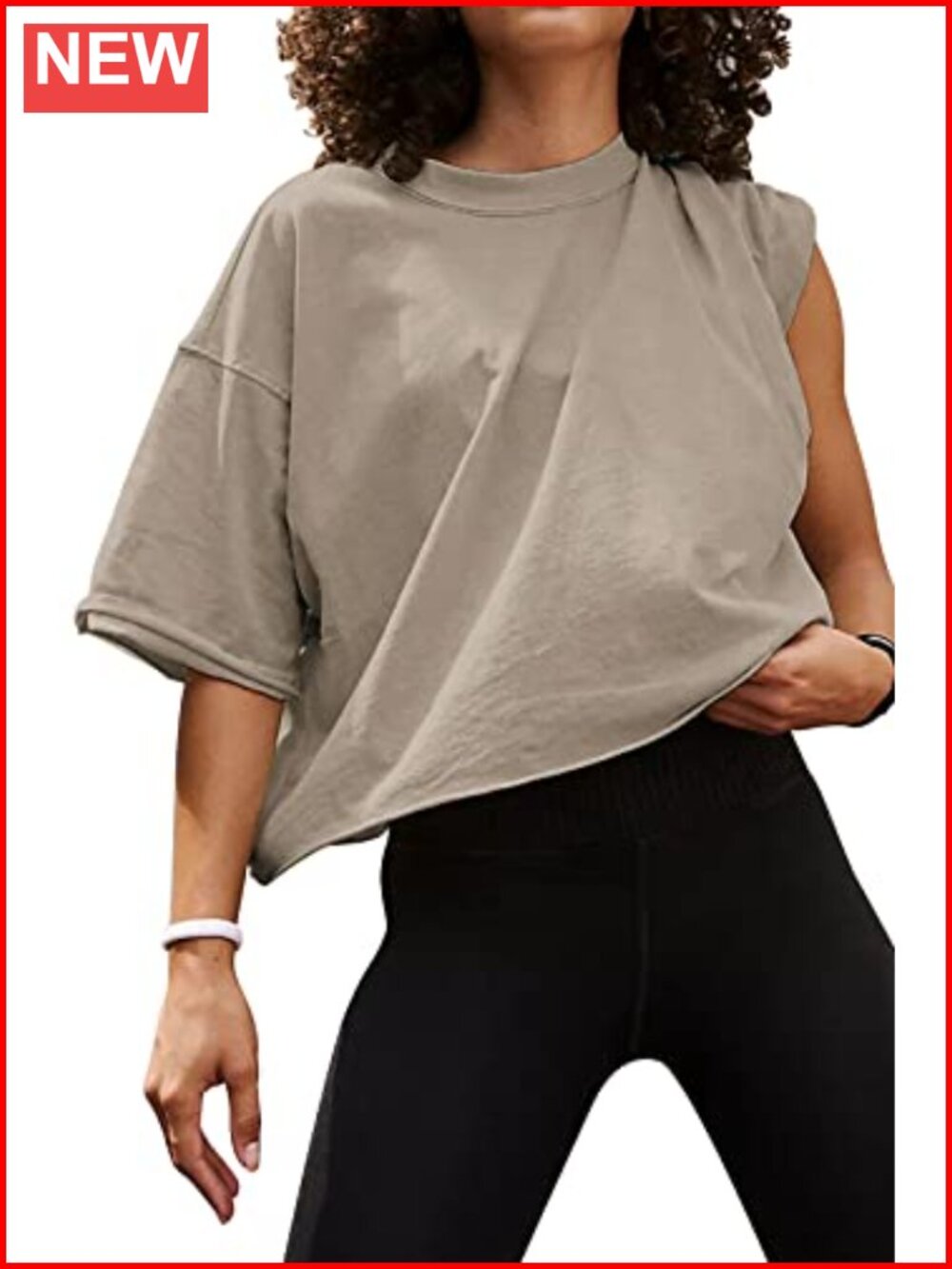 Oversized Crop Top Short Sleeve Boxy Roll Hem Workout Tee
